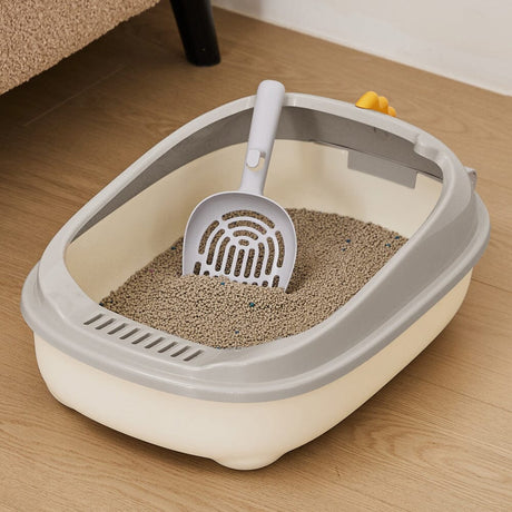 High-Sided Semi-Closed Oval-shaped Cat Litter Box Living and Home 