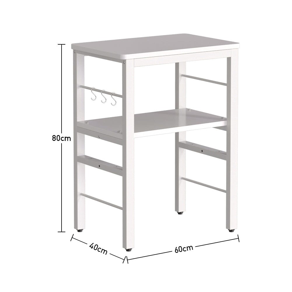 2-Tier Microwave Stand Shelf Kitchen Organizer with Hooks Kitchen Shelves Living and Home 