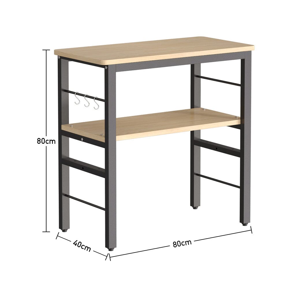 2-Tier Microwave Stand Shelf Kitchen Organizer with Hooks Kitchen Shelves Living and Home 