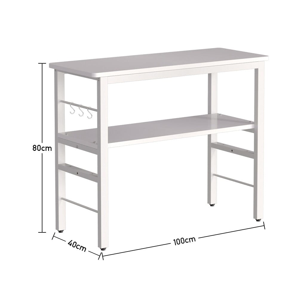 2-Tier Microwave Stand Shelf Kitchen Organizer with Hooks Kitchen Shelves Living and Home 