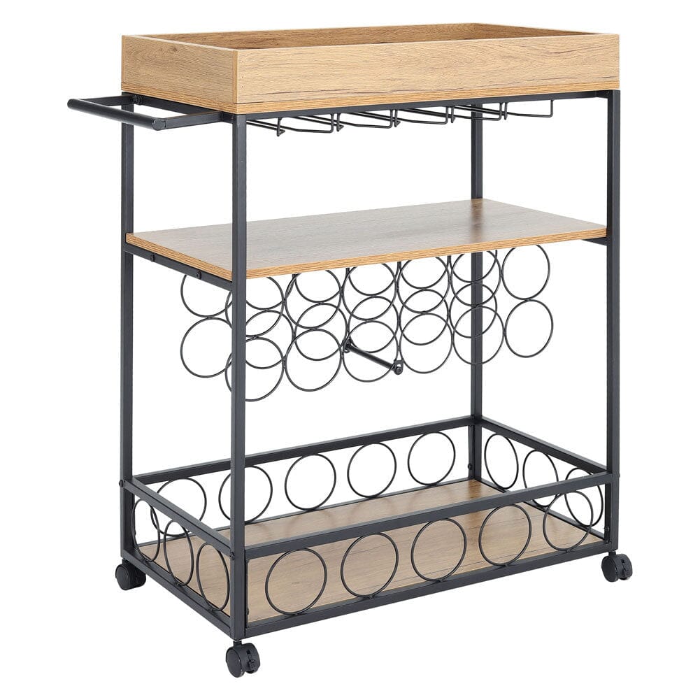 93.5cm H 3 Tier Kitchen Cart Wood Trolley for Dining Room Kitchen Trolleys Living and Home 