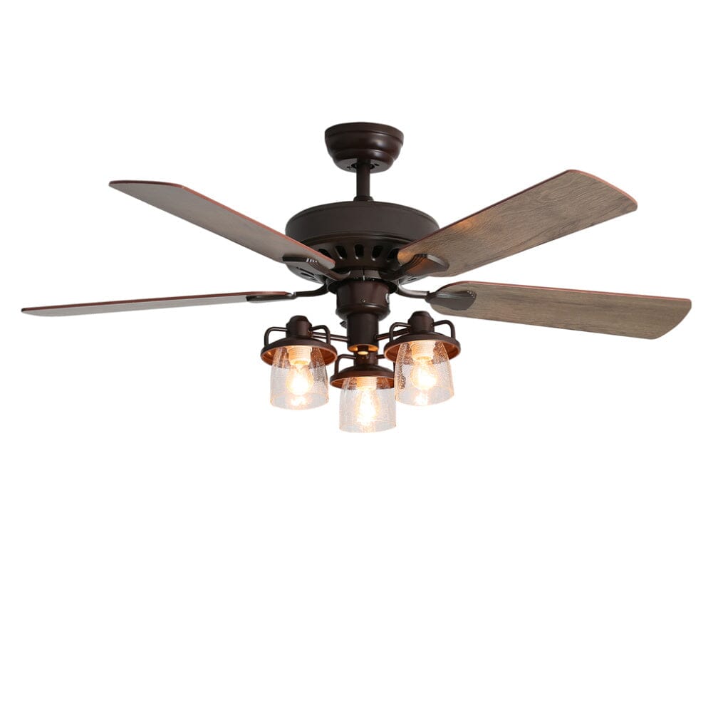 Wooden Ceiling Fan with 3 Head Lights & Remote 52 Inch Ceiling Fans Living and Home 