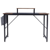 Computer Desk with Elevated Iron Frame and Fabric Storage Living and Home 