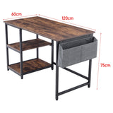 Premium Wooden Office Desk with Storage Shelf and Fabric Pouch Living and Home 