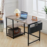 Premium Wooden Office Desk with Storage Shelf and Fabric Pouch Living and Home Grey Oak Imitation 