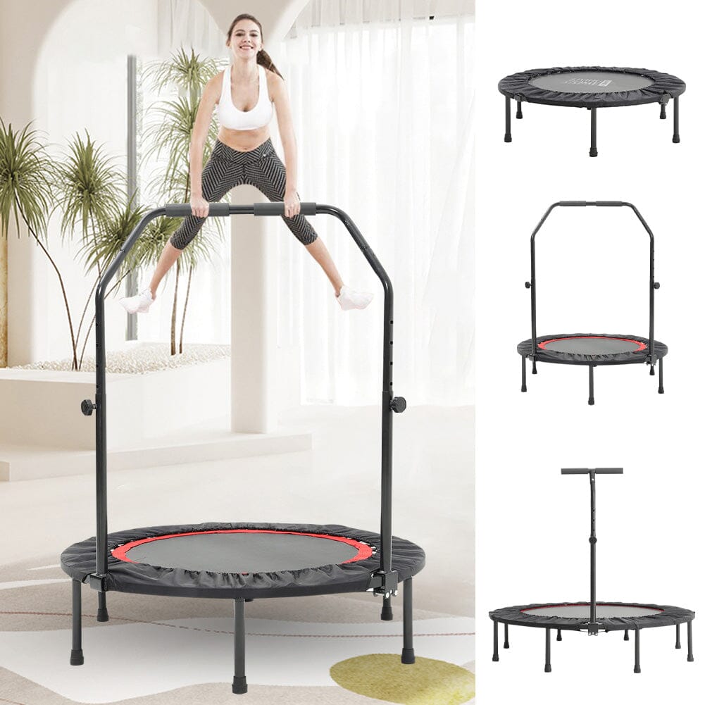 38 Inch Black Foldable Round Exercise Trampoline Trampolines Living and Home 