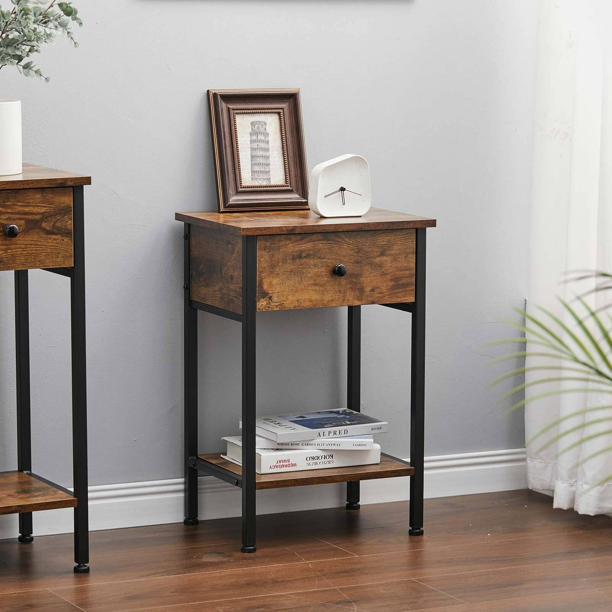 Industrial Side Table with Drawer for Living Room Living and Home 