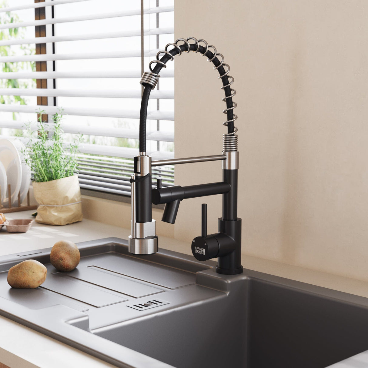 Kitchen Faucet with Pull Down Spring Spout and Pot Filler Kitchen Taps Living and Home 