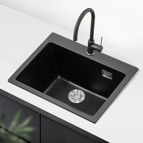 Quartz Undermount Kitchen Sink Single Bowl Living and Home 60cm W x 49cm D x 21cm H 