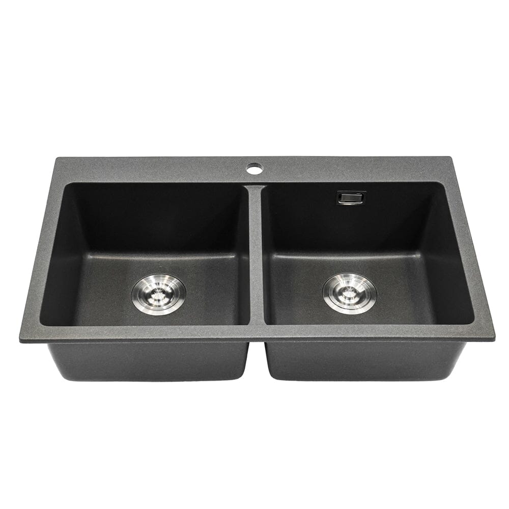 Quartz Undermount Kitchen Sink Double Bowl Black Kitchen Sinks Living and Home 