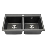 Quartz Undermount Kitchen Sink Double Bowl Black Kitchen Sinks Living and Home 