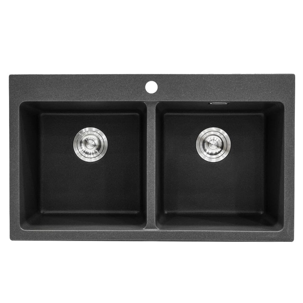 Quartz Undermount Kitchen Sink Double Bowl Black Kitchen Sinks Living and Home 