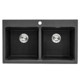 Quartz Undermount Kitchen Sink Double Bowl Black Kitchen Sinks Living and Home 