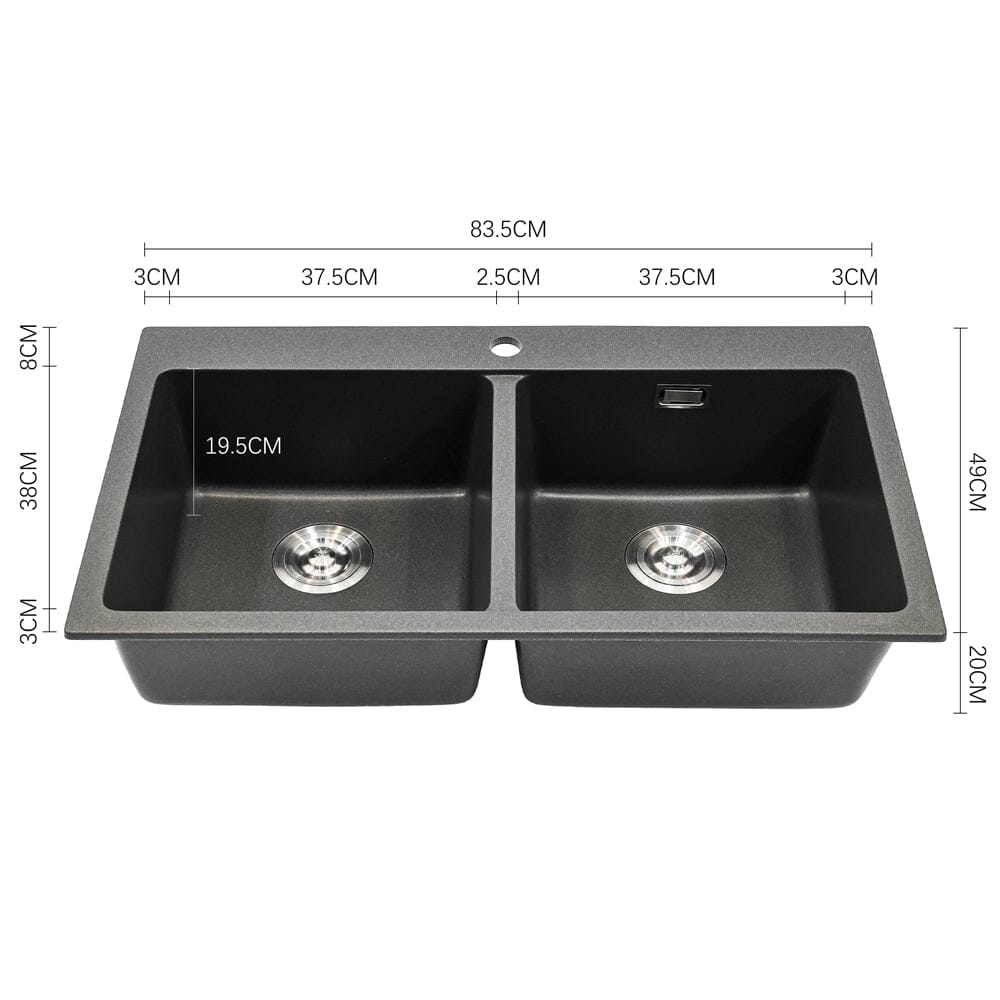 Quartz Undermount Kitchen Sink Double Bowl Black Kitchen Sinks Living and Home 