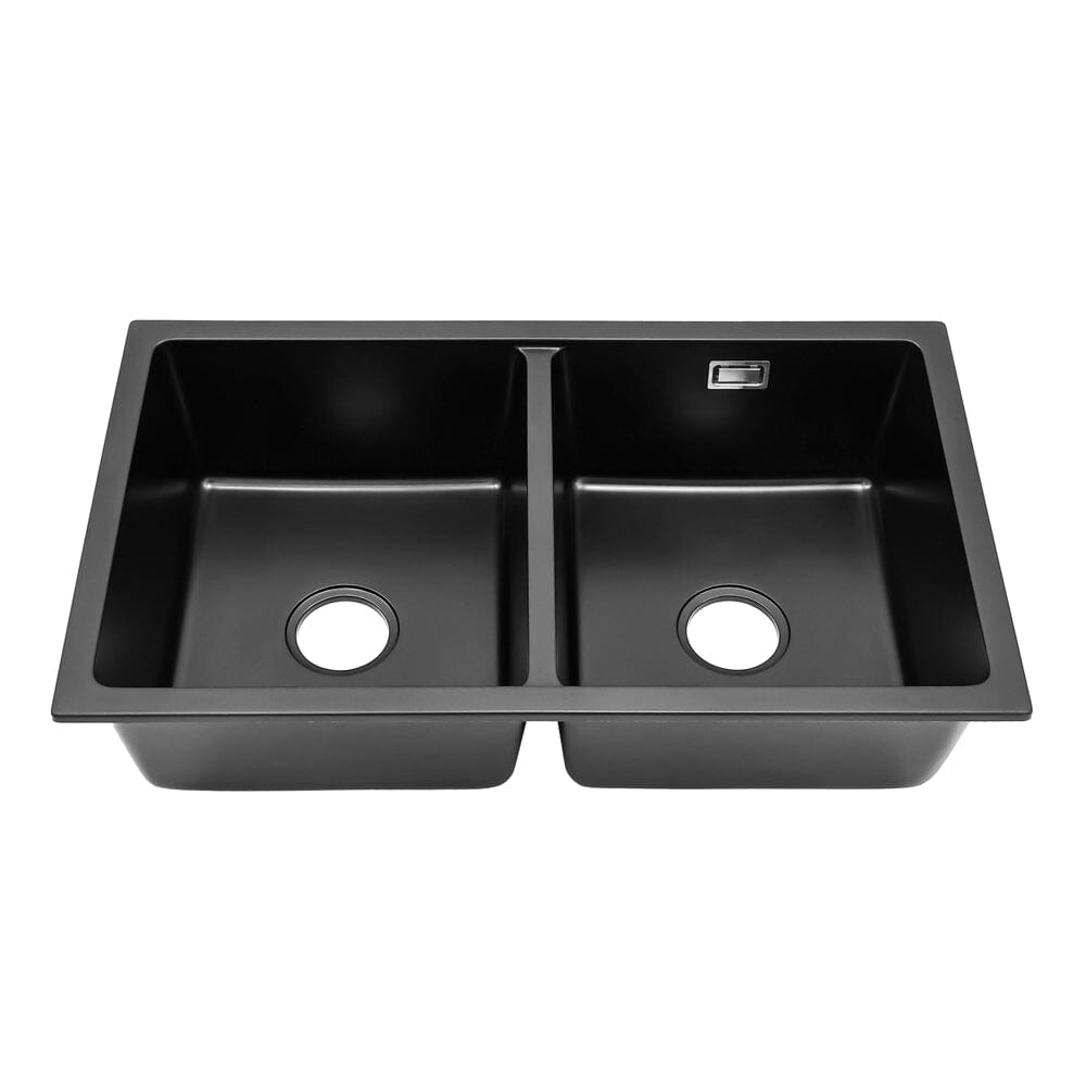 Quartz Undermount Kitchen Sink Double Bowl Black Kitchen Sinks Living and Home 