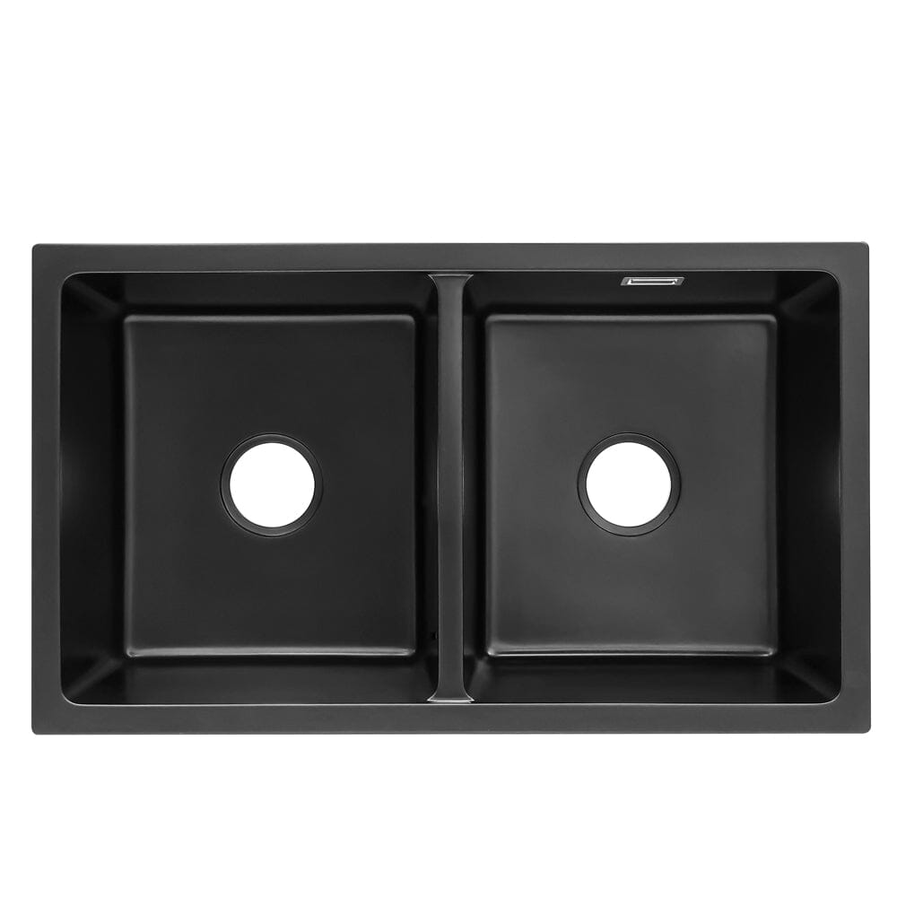 Quartz Undermount Kitchen Sink Double Bowl Black Kitchen Sinks Living and Home 