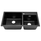 Undermount Double Bowl Quartz Kitchen Sink Black Kitchen Sinks Living and Home 