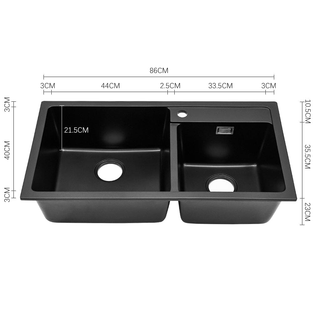 Undermount Double Bowl Quartz Kitchen Sink Black Kitchen Sinks Living and Home 