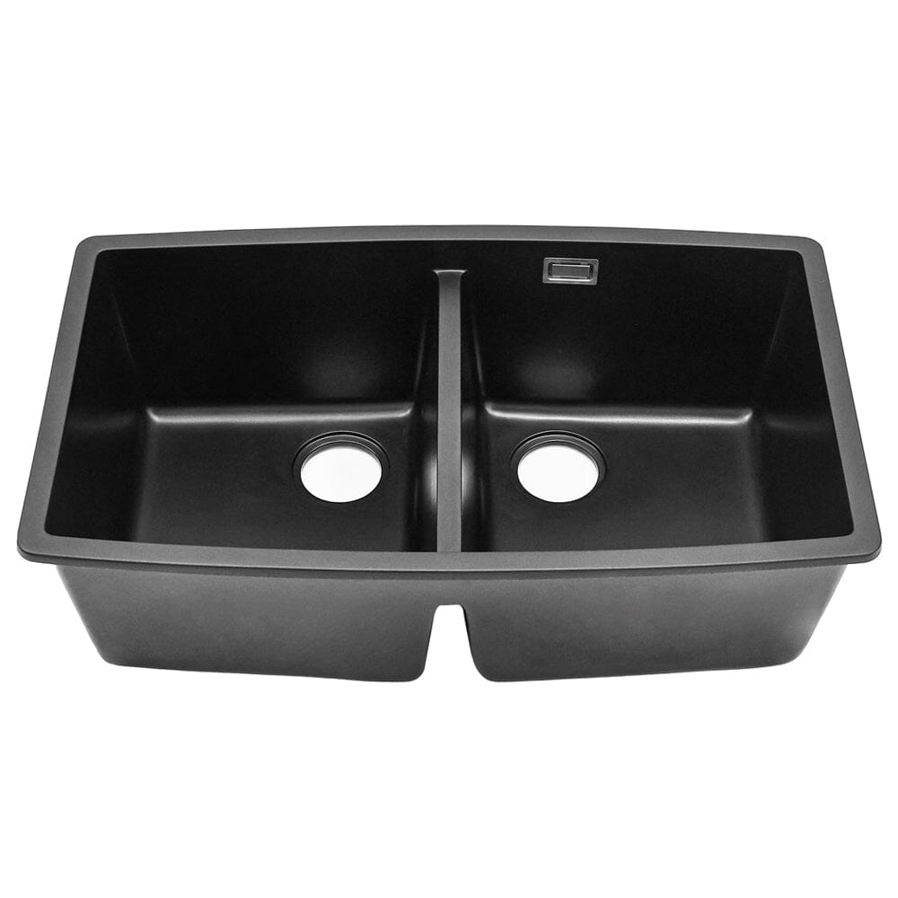 Quartz Equal Double Bowl Undermount Kitchen Sink Black Kitchen Sinks Living and Home 