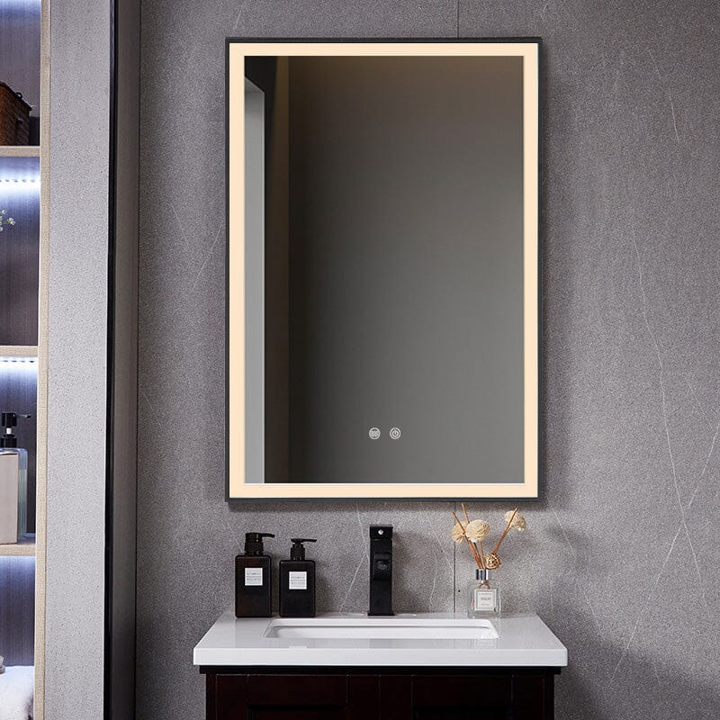 Rectangular 50x70cm Anti-fog Bathroom Vanity Mirror with Touch Lighting Bathroom Mirrors Living and Home 