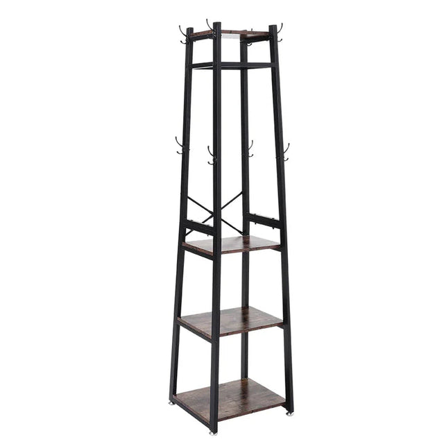 H&O Direct Industrial Style Clothing Rack with 4 Tiers of Shelves Living and Home 