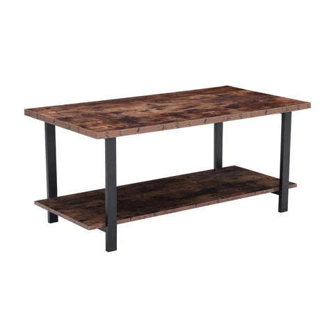 H&O Direct Rustic Coffee Table with Storage Shelf Living and Home 