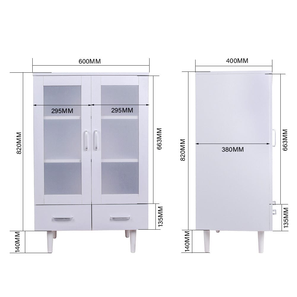 Elegant White Kitchen Side Cabinet with Transparent Double Doors Living and Home 