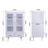 Elegant White Kitchen Side Cabinet with Transparent Double Doors Living and Home 