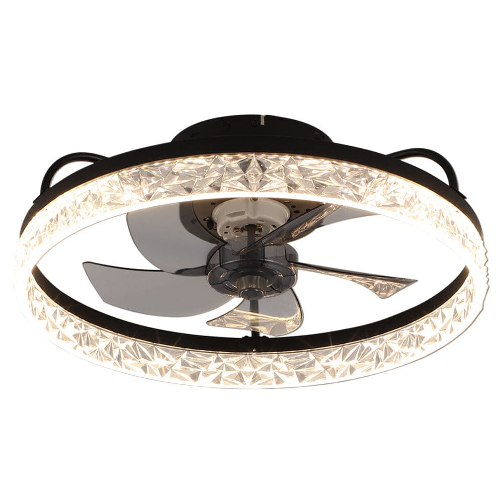 Modern Black Round Crystal Ceiling Fan with Light Ceiling Fans Living and Home 