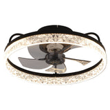 Modern Black Round Crystal Ceiling Fan with Light Ceiling Fans Living and Home 