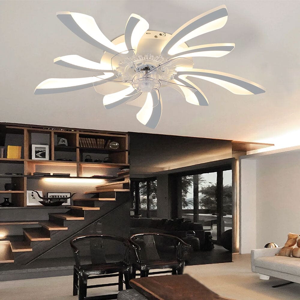 78cm Dia. Acrylic Creative Ceiling Fan with LED Lights Ceiling Fans Living and Home White 