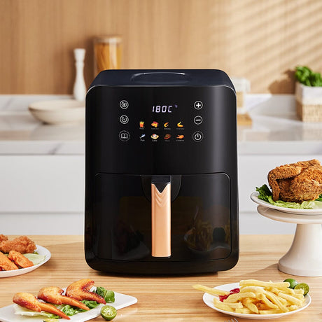 5L Blue and Black Digital Air Fryer with Visual Window Air Fryers Living and Home 