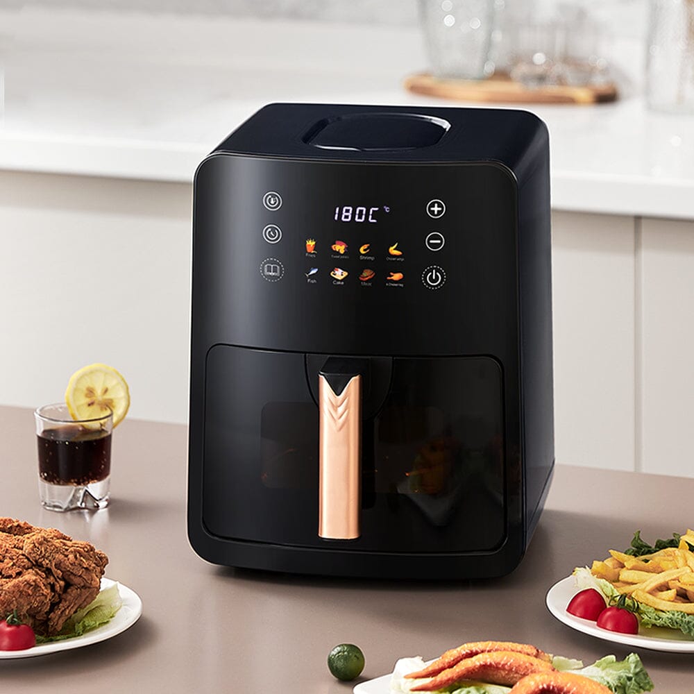 5L Blue and Black Digital Air Fryer with Visual Window Air Fryers Living and Home 