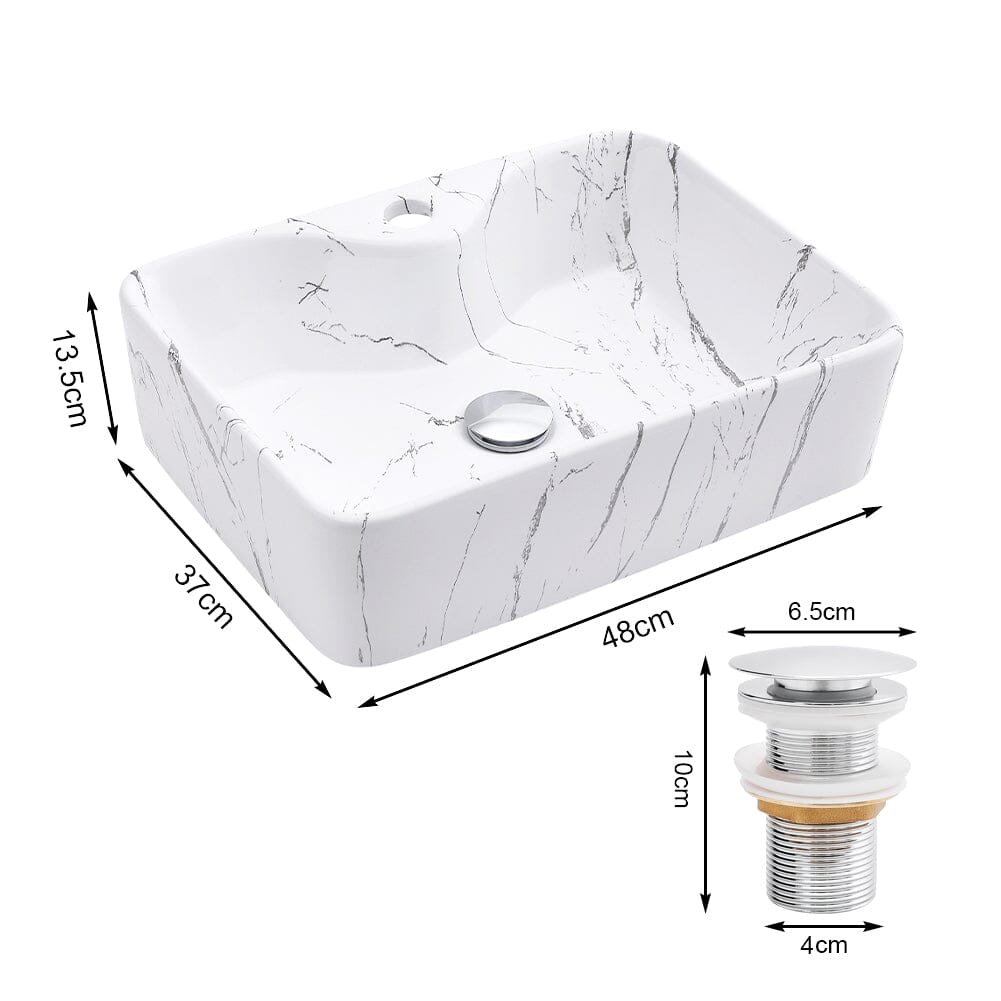 48cm W x 37cm D Rectangular Marble Vessle Sink Bathroom Sinks Living and Home 