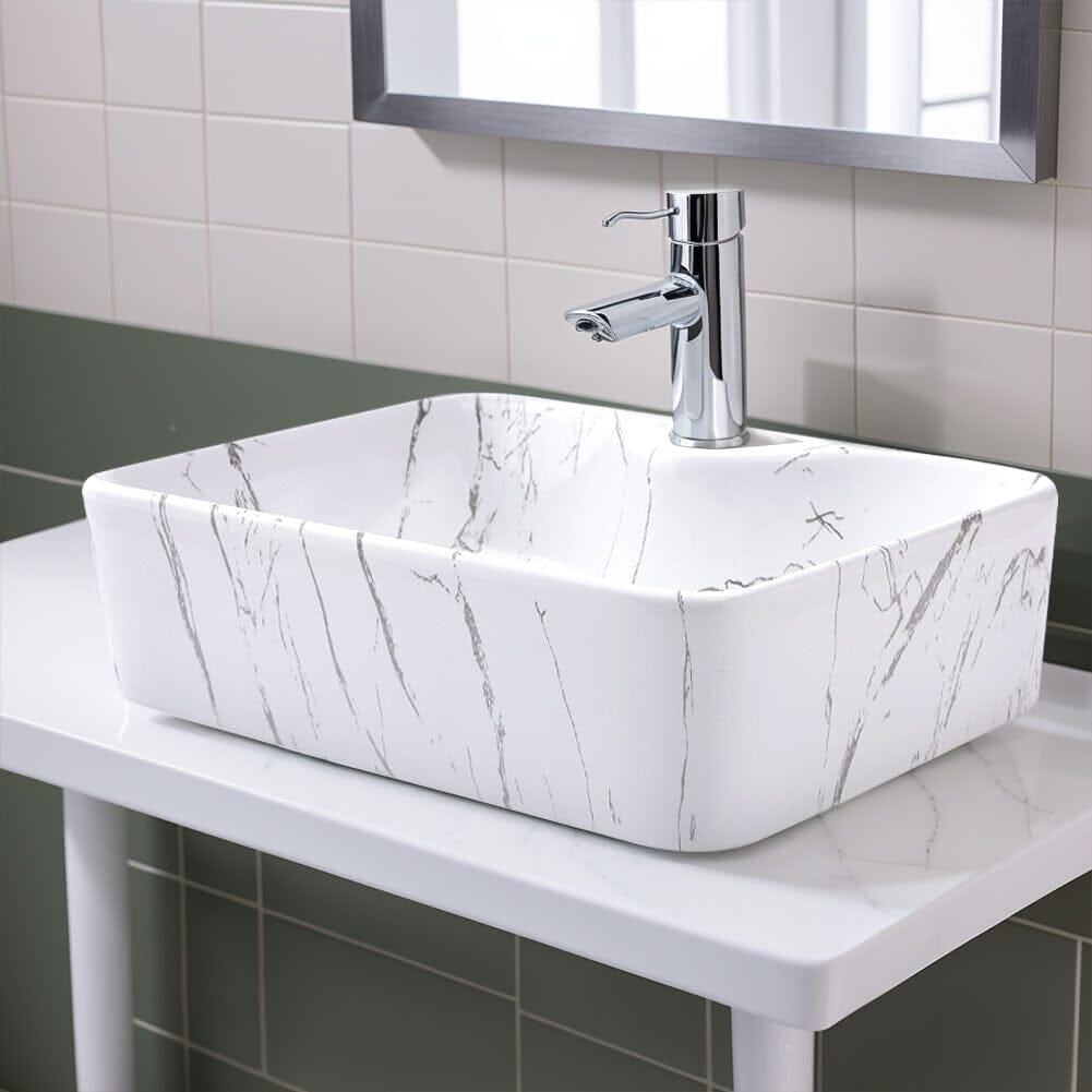 48cm W x 37cm D Rectangular Marble Vessle Sink Bathroom Sinks Living and Home 