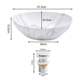 41.5cm W x 13.5cm D White Oval Marble Vessel Bathroom Sink Bathroom Sinks Living and Home 