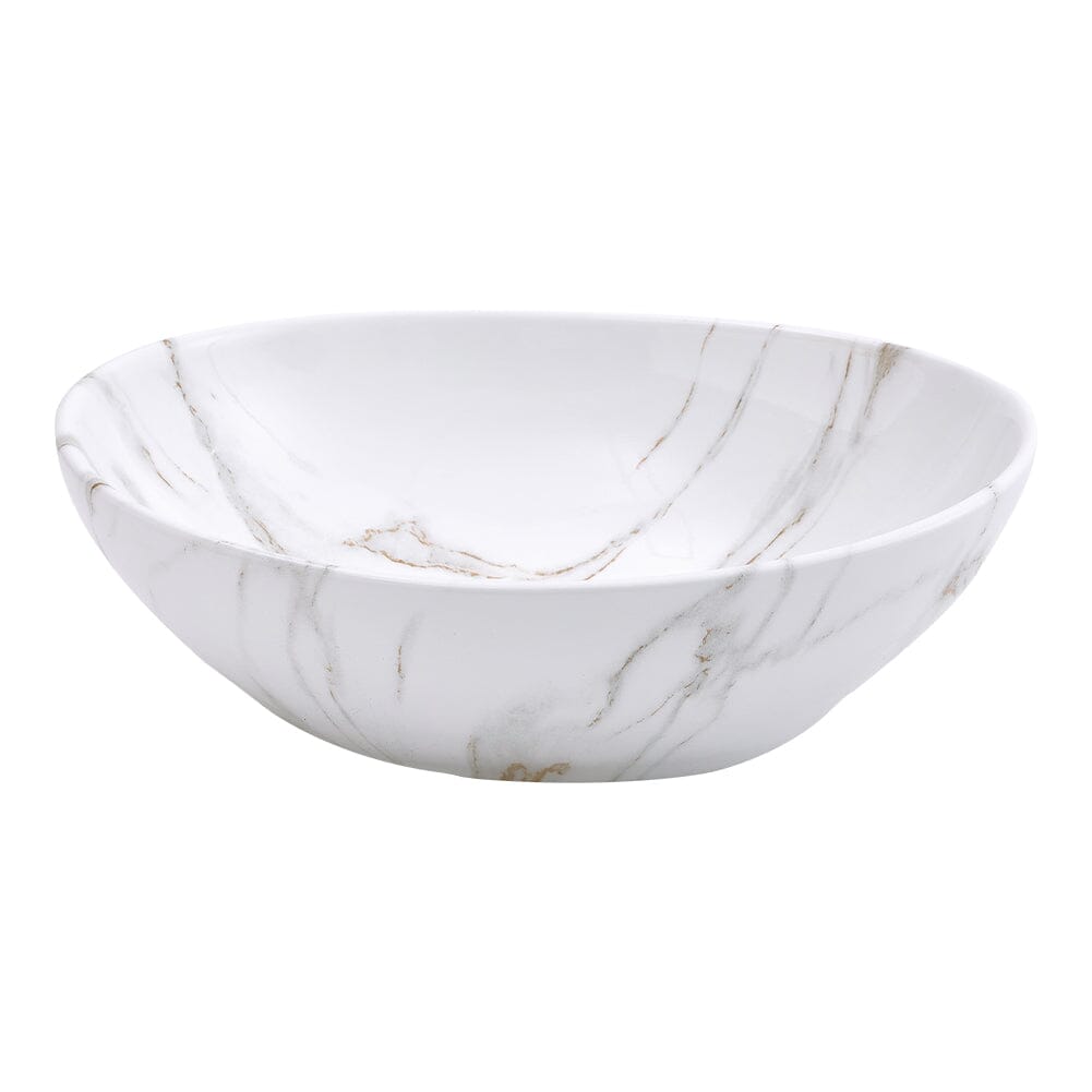 41.5cm W x 13.5cm D White Oval Marble Vessel Bathroom Sink Bathroom Sinks Living and Home 