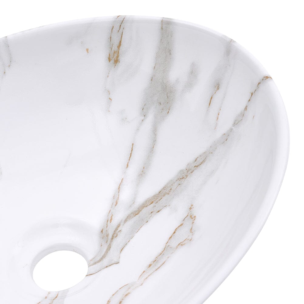 41.5cm W x 13.5cm D White Oval Marble Vessel Bathroom Sink Bathroom Sinks Living and Home 