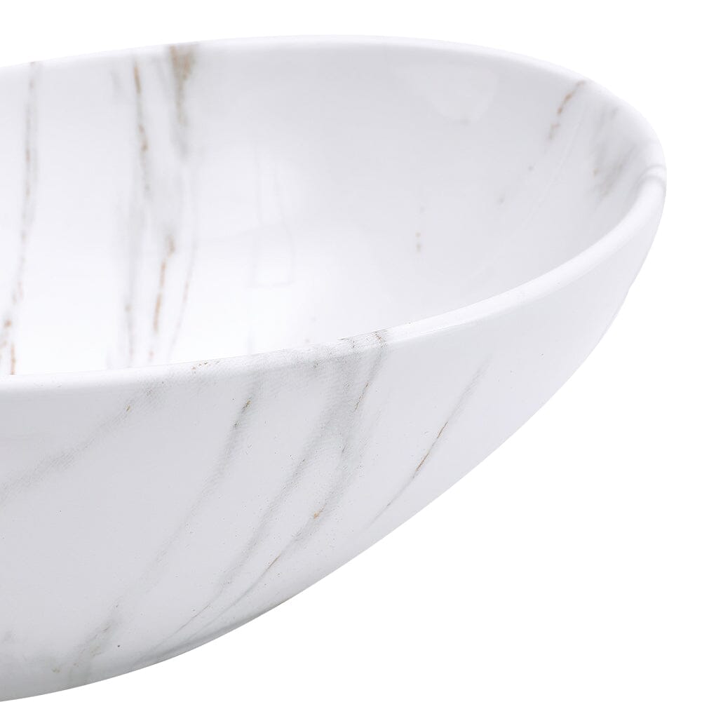 41.5cm W x 13.5cm D White Oval Marble Vessel Bathroom Sink Bathroom Sinks Living and Home 