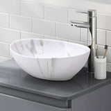 41.5cm W x 13.5cm D White Oval Marble Vessel Bathroom Sink Bathroom Sinks Living and Home 