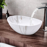 41.5cm W x 13.5cm D White Oval Marble Vessel Bathroom Sink Bathroom Sinks Living and Home 