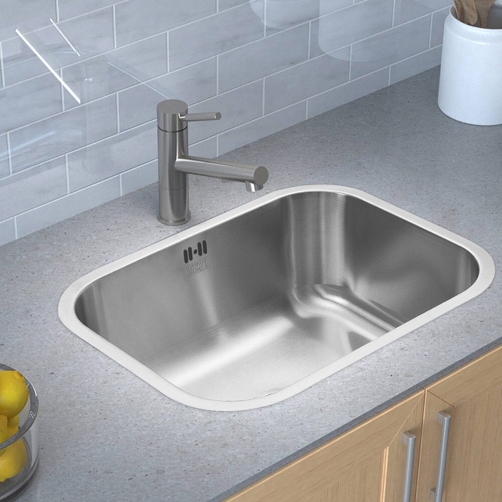 304 Stainless Steel Brushed Finish Square Stretch Sink Living and Home 