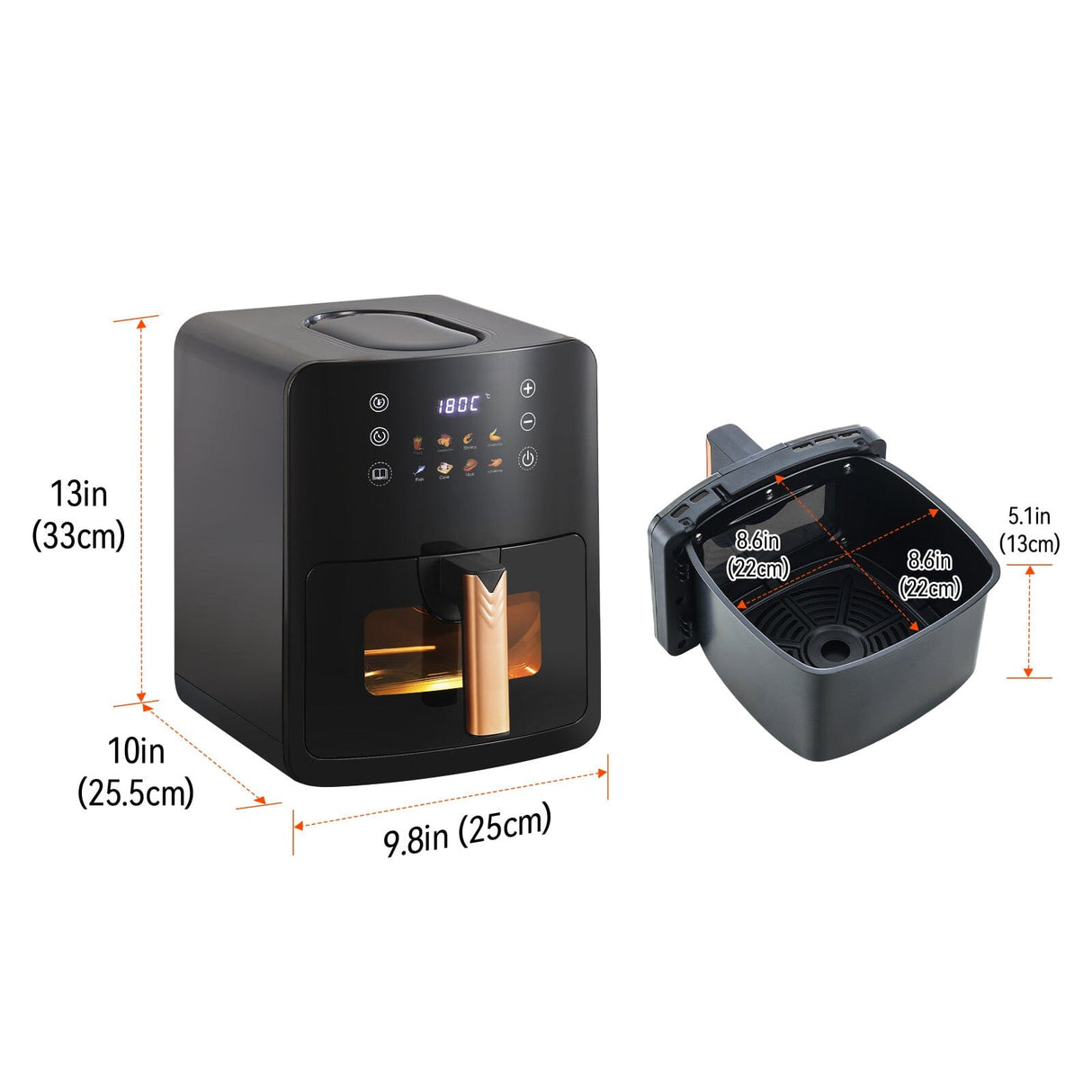 5L Black Digital Air Fryer with Visual Window Air Fryers Living and Home 