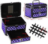 2in1 Purple Diamond Pattern Makeup Case with Mirror Makeup Organizers Living and Home 