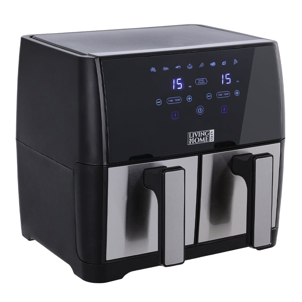 8L Black Touch Screen Air Fryer with Dual Basket Air Fryers Living and Home 