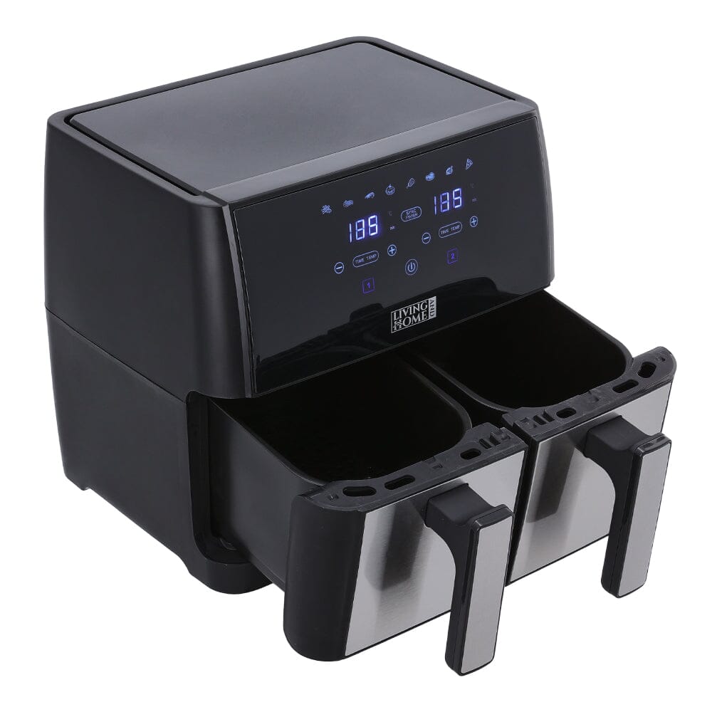 8L Black Touch Screen Air Fryer with Dual Basket Air Fryers Living and Home 