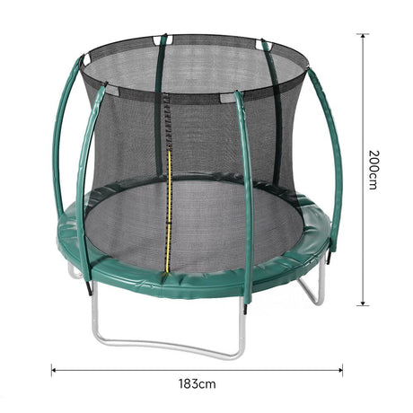 6FT/8FT/10FT/12FT/14FT Outdoor Enclosure Trampoline with Ladder in Green Living and Home 