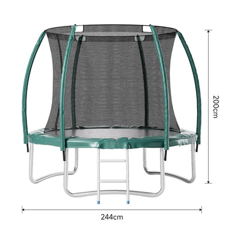 6FT/8FT/10FT/12FT/14FT Outdoor Enclosure Trampoline with Ladder in Green Living and Home 