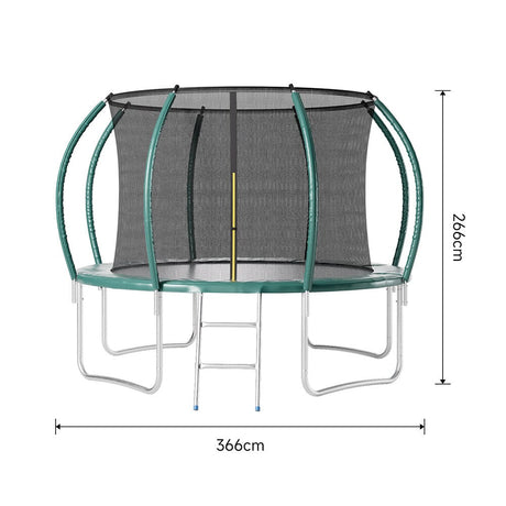 6FT/8FT/10FT/12FT/14FT Outdoor Enclosure Trampoline with Ladder in Green Living and Home 