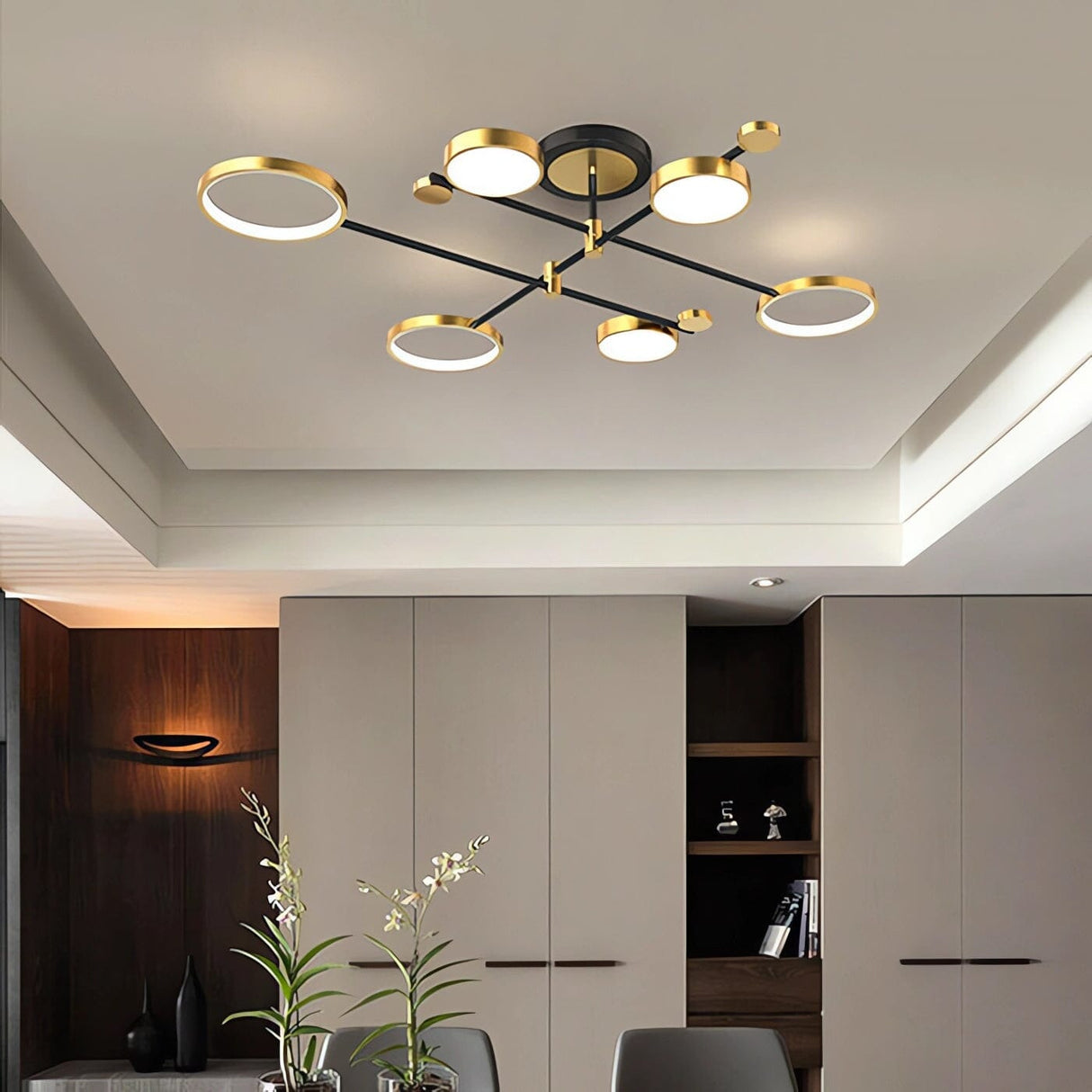 Lightsin Sleek Modern Brass and Black Circular LED Ceiling Light Lightsin 